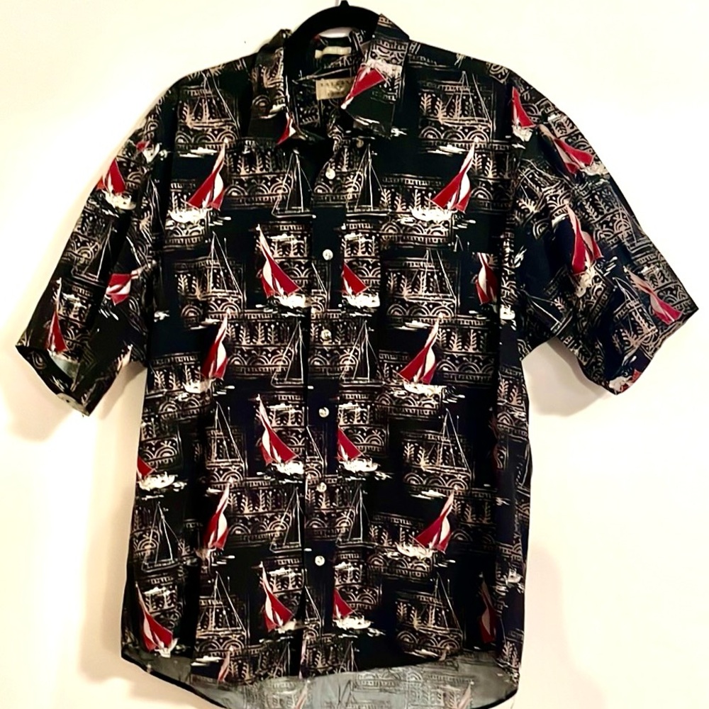 Natural Issue Men's Wrinkle Free Sail Boat Button Shirt Nautical Sz L